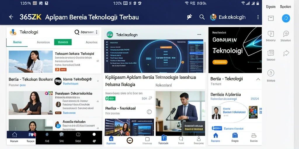 Antarmuka aplikasi 365ZK menampilkan berita teknologi terbaru.