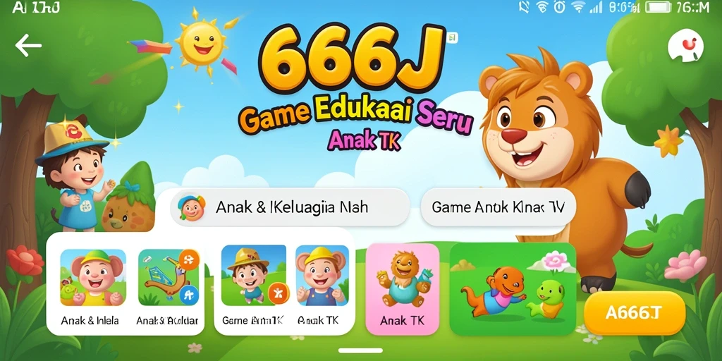 Tampilan utama aplikasi 666J dengan berbagai permainan edukatif.