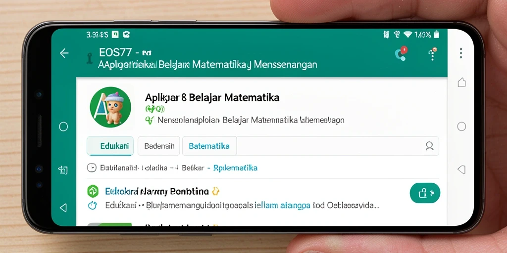 Antarmuka intuitif aplikasi Belajar Matematika EOS77 yang menarik.