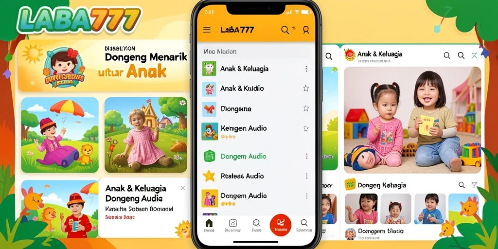 Antarmuka LABA777 yang ramah anak dengan berbagai pilihan dongeng audio.