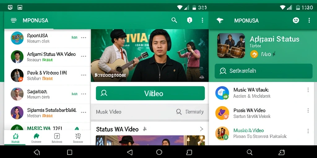 Tampilan antarmuka MPONUSA dengan berbagai pilihan video Status WA.