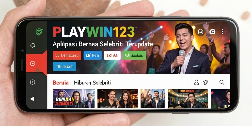 Antarmuka PLAYWIN123 menampilkan berita hiburan dengan desain yang menarik.