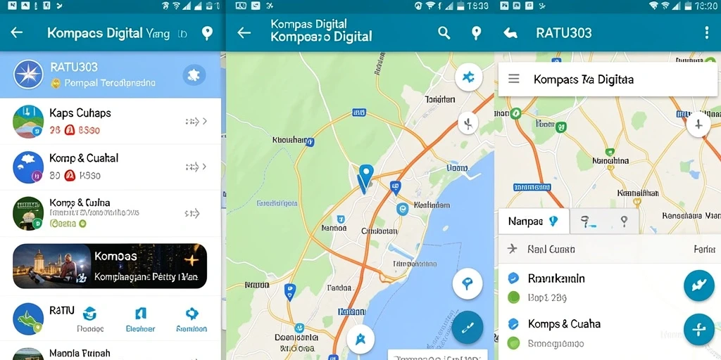 Antarmuka RATU303 menampilkan kompas digital yang sederhana dan informatif.