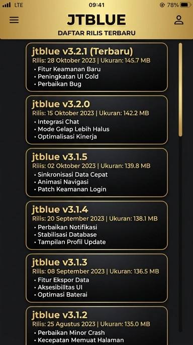 Riwayat Versi jtblue untuk Pengguna Android